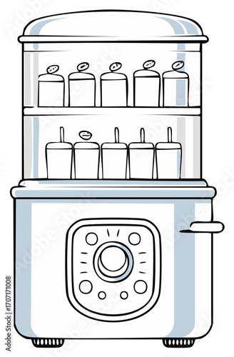 Electric baby food maker and bottle sterilizer appliance with multiple containers for infant care