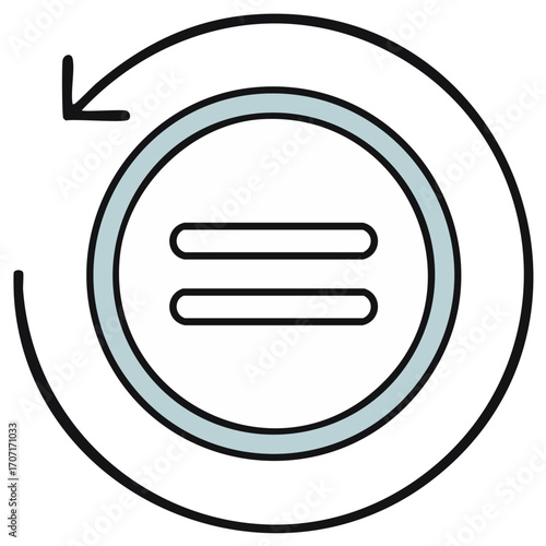 Circular Refresh Icon with Equals Sign Representing Balance and Synchronization