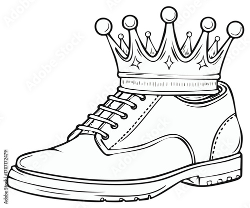 Crown atop a Shoe in Black and White.