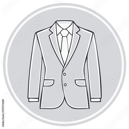 Business Suit with Shirt and Tie, Formal Wear, Icon Illustration