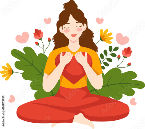 Woman Practicing SelfLove and Mindfulness Meditation.