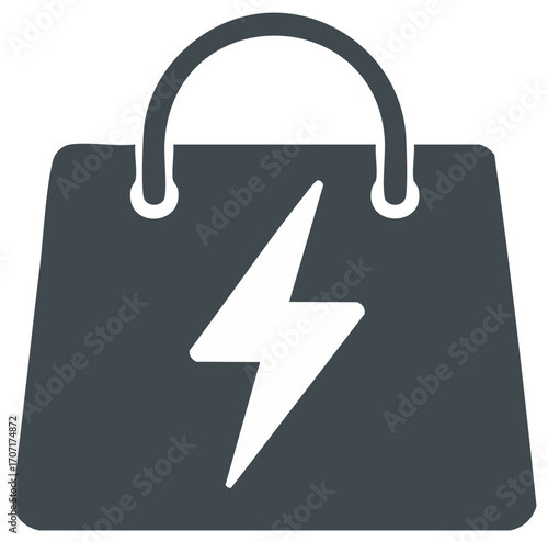 Shopping Bag with Energy Symbol Power Retail Fast Delivery Express Purchase Consumerism