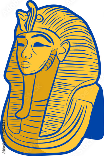 Ancient Egyptian Pharaoh Golden Mask Illustration.