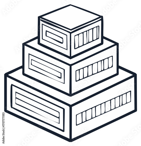 Stacked rectangular boxes illustration
