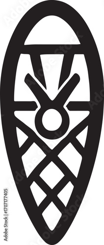 Snowshoe silhouette vector illustration of traditional winter footwear for walking on snow, isolated design.