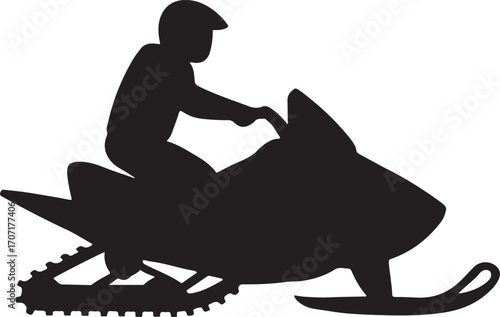 Snowmobile silhouette vector design of winter motor vehicle for snow travel, adventure sport, and outdoor activity.