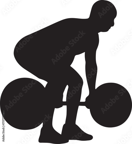 Deadlift silhouette vector illustration of weightlifting exercise for strength training, fitness, and power.