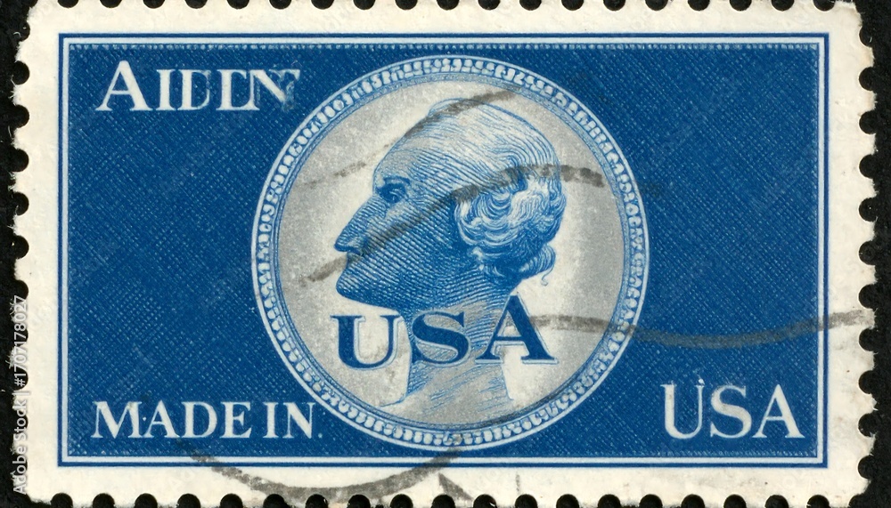 Obraz premium Vintage US postage stamp with a profile portrait