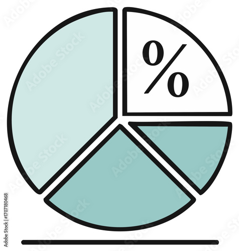 Pie Chart with Zero Percent Graphic for Financial and Statistical Data