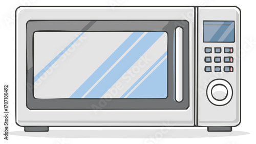 Modern white microwave oven vector icon. Simple cartoon illustration of a household kitchen appliance for cooking.