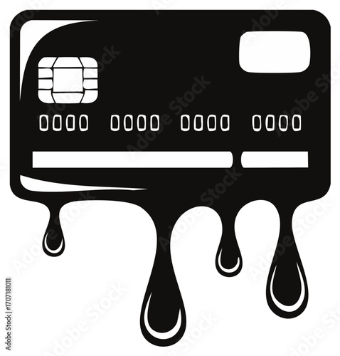 Credit card dripping icon representing financial risk and spending control challenges