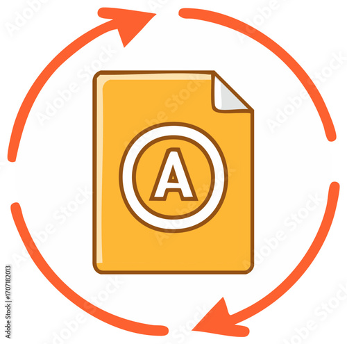 File Conversion or Data Migration Concept Depicted by Arrows Rotating around Initial Letter on a Document Icon