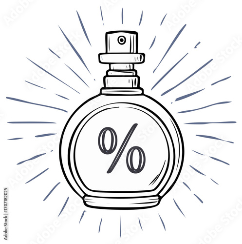 Perfume Bottle with Percentage Sign for Sales Discount Promotion Concept