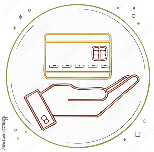 Hand Holds Debit Card Symbol Financial Icon for Easy Transactions in Digital Currency