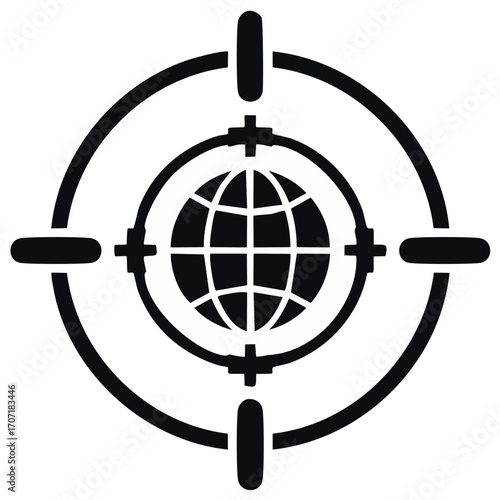 Targeting the world globe with a crosshair symbol graphic illustration