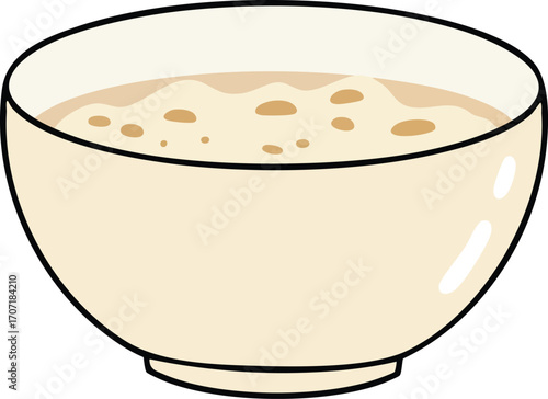 Illustration of a bowl of oatmeal or porridge, viewed from the front.