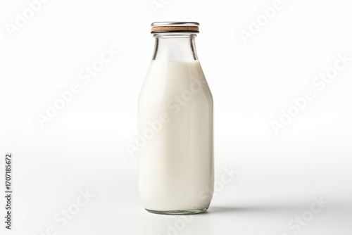 Fresh milk bottle isolated on white background