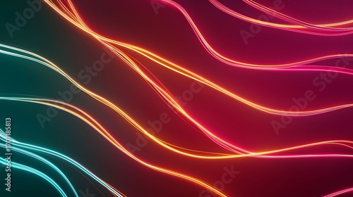 Wallpaper Mural The image features swirling light trails, transitioning from cool teal hues on the left to warm red-orange shades on the right, all on a dark backdrop. Torontodigital.ca