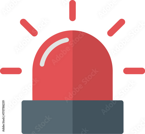Flashing red emergency siren light signaling danger or alert.