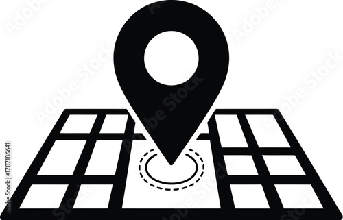 Location pin icon marking a spot on a stylized map grid