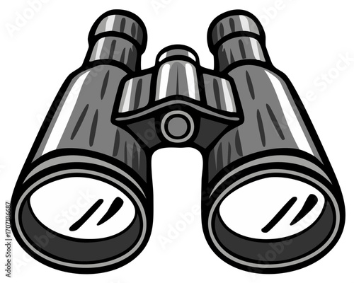 Illustration of Gray Binoculars for Observing Wildlife or Scenery in the Great Outdoors