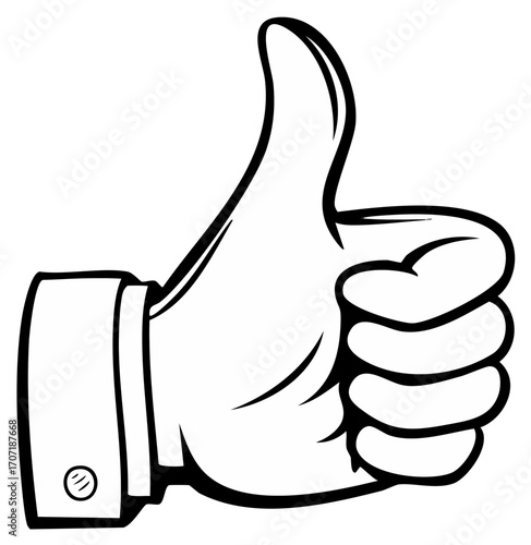 Thumbs Up Gesture Graphic Illustration of Approval and Agreement with Cuff and Button