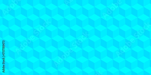Blue 3d modeling cubes Illustration decoration seamless blue material pattern square design.	