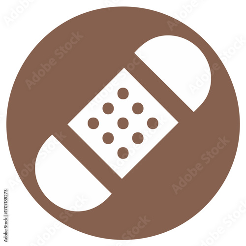 Brown Circle Featuring Bandage Icon Medical First Aid Symbol