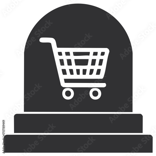 E-commerce Sale Alert Icon with Shopping Cart inside Siren Light Symbol