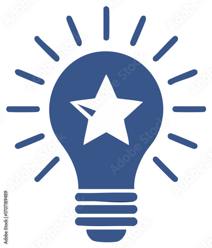 Light Bulb Icon with Star Shape Innovation Concept Ideas Generation Design