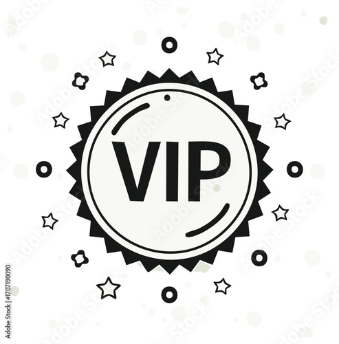 VIP emblem design with stars and round elements for premium access or special status