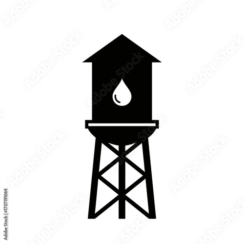 water, tower, icon, vector, tank, storage, silhouette, structure, elevated, utility, supply, infrastructure, liquid, outline, clipart, container, design, building, architecture, engineering, construct