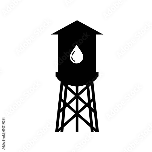 water, tower, icon, vector, tank, storage, silhouette, structure, elevated, utility, supply, infrastructure, liquid, outline, clipart, container, design, building, architecture, engineering, construct