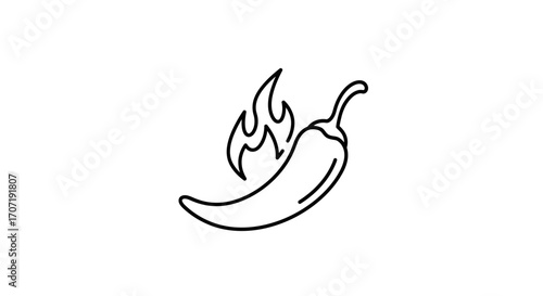 chili, pepper, icon, vector, spicy, hot, flame, outline, vegetable, fire, heat, food, cooking, clipart, illustration, design, silhouette, herb, seasoning, red, fresh, flavor, kitchen, condiment, burn,
