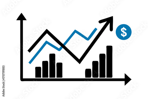 Financial growth chart with upward trend and dollar sign