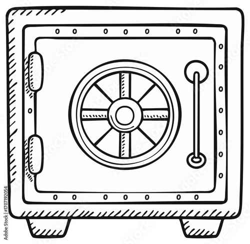 Doodle Style Cartoon Safe Design with Round Combination Lock and Door Handle