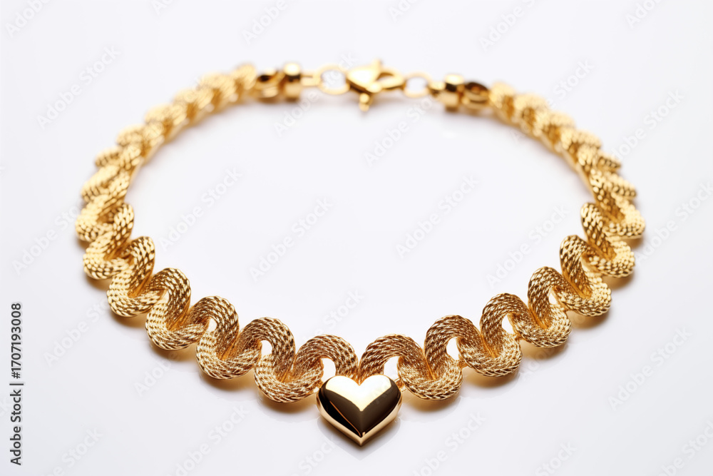 Obraz premium Isolated gold necklace on white background