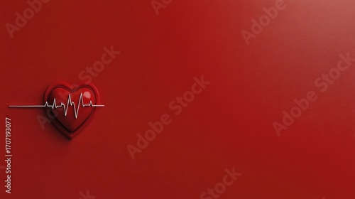 Red heart with heartbeat graphic