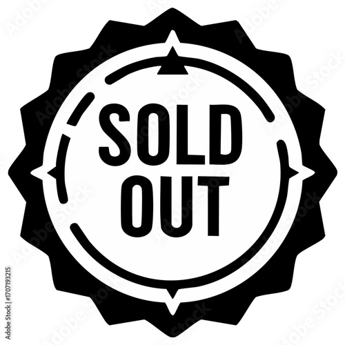 Sold Out Sign - Circular Black and White Graphic Design for Business