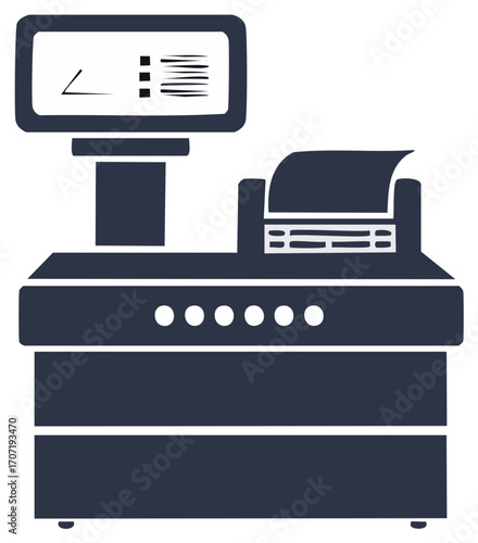 Retail Point of Sale System Equipment Illustration Digital Drawing