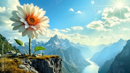 Landscape Orange Flower Art Creative Scene