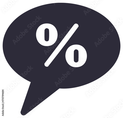 Speech bubble icon with percentage symbol representing discounts sales and offers