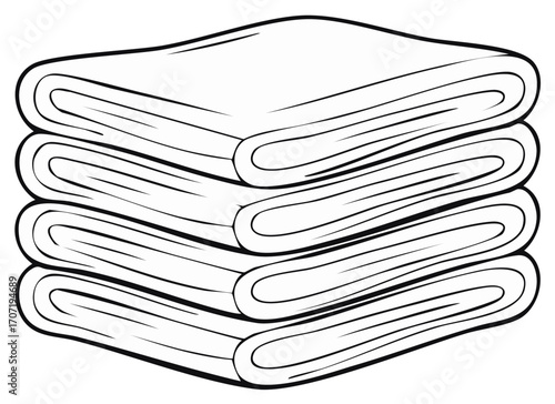 Stack of folded white towels or napkins in a clean minimalist outline