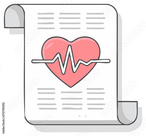 Health Report with Heartbeat and EKG Line Icon Graphic