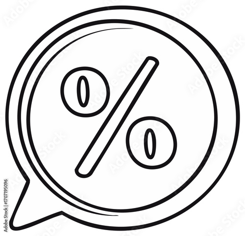 Percent Sign Outline in Thought Bubble Communication About Sales