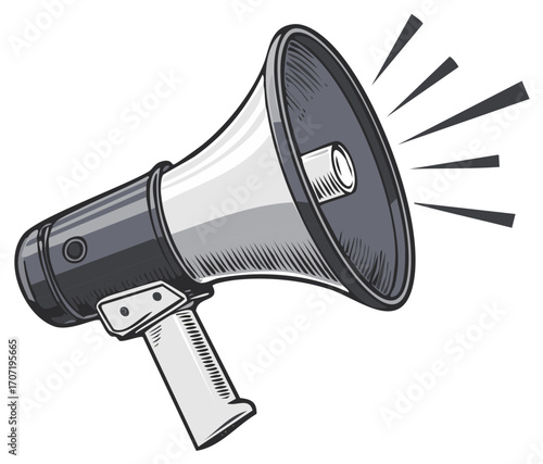Illustration of a megaphone public announcement horn communication tool