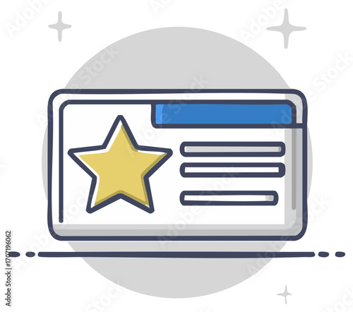 Illustration of a digital card with a star and text lines