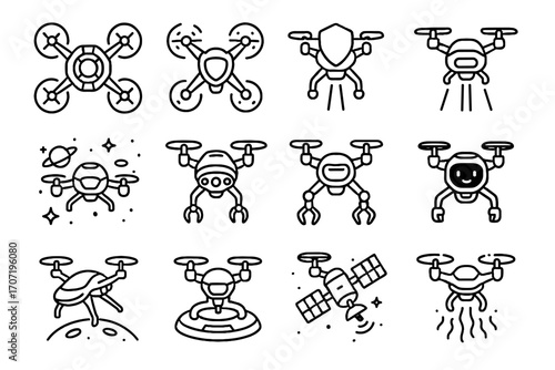 Environment vector flying core drone plasma icons energy propellers space futuristic icon