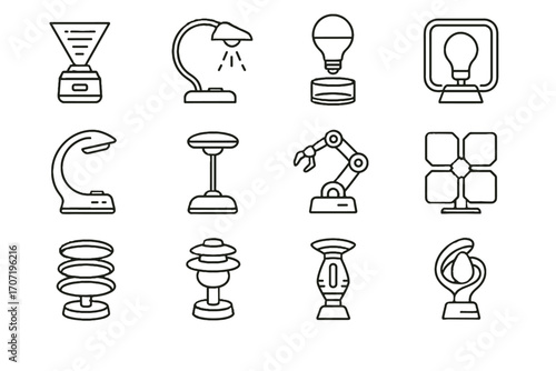 Base icons vector futuristic icon cyberpunk lamp style floating hologram design rings