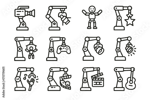 Robotic entertainment animatronic light vector arm effects stage puppet icon control